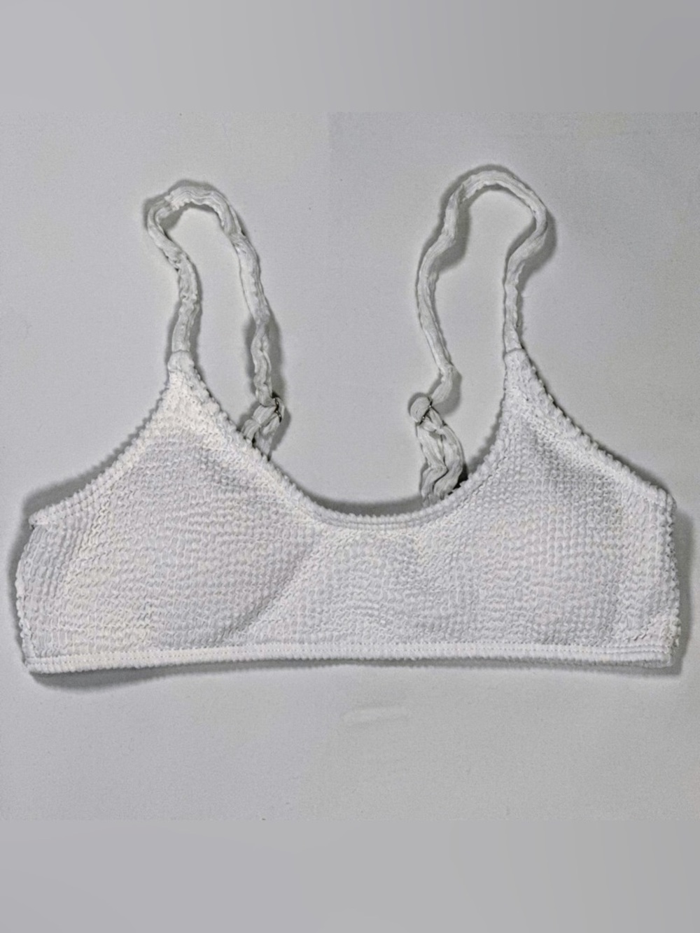Textured White Bikini Top with Adjustable Straps